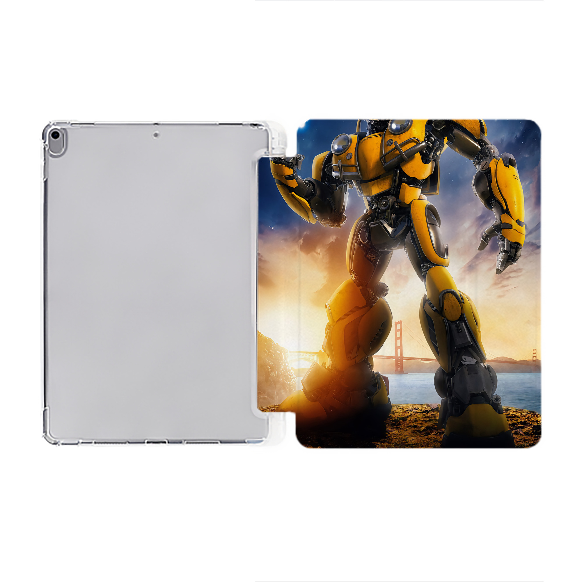 （画像用） Transformers トランスフォーマー IPad ケース ペン収納付き 三つ折りスタンド PUレザー×シリコン 対応機種9.5/10.5/10.9インチ